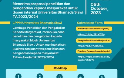 Pengumuman Pendaftaran Proposal Penelitian dan Pengabdian Kepada Masyarakat Hibah Universitas Bhamada Slawi TA 2023/2024